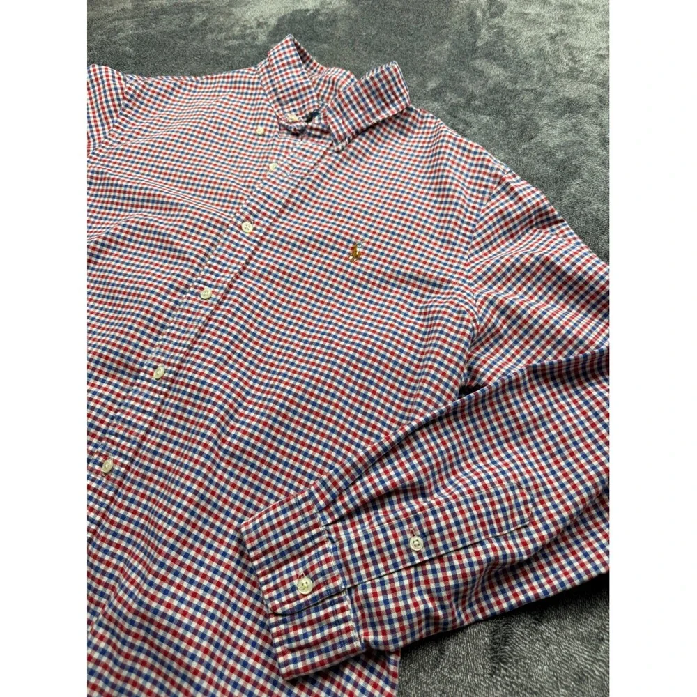 Polo Ralph Lauren Gingham‎ Check Button Down Shirt Mens Large Flesh Pony